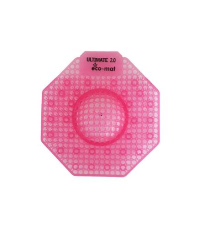 Red Urinal Deodoriser Mat with mango fragrance, 100% recyclable, suitable for waterless urinals