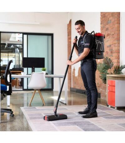 ACTIV8 battery powered vacuum head with 360-degree swivel joint and dual counter rotating brushes for commercial cleaning