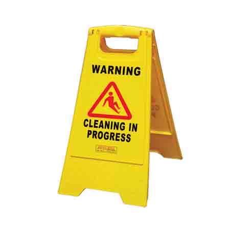 EDCO Cleaning Sign Yellow for High Visibility and Easy Storage