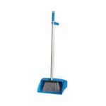 Lobby Dust Pan and Brush Set Blue EDCO – Ideal for indoor and outdoor janitorial work with large pan capacity and integrated broom clip.