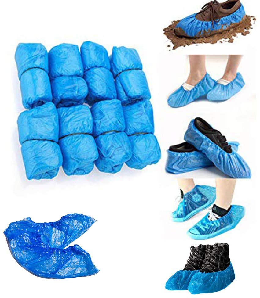 Disposable blue shoe covers (PK100) for protecting floors and preventing contamination in professional environments