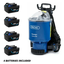 Pacvac Superpro 700 Advanced Battery Backpack Vacuum with HEPA filter and brushless motor