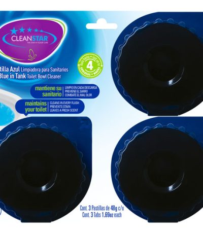 Blue in-tank toilet tabs pack for cleaning toilet tanks