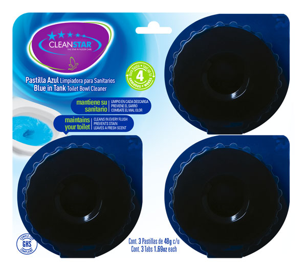 Blue in-tank toilet tabs pack for cleaning toilet tanks