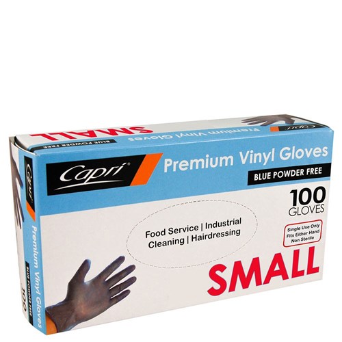 Blue Vinyl Powder Free Gloves - Small Size (Box of 100)