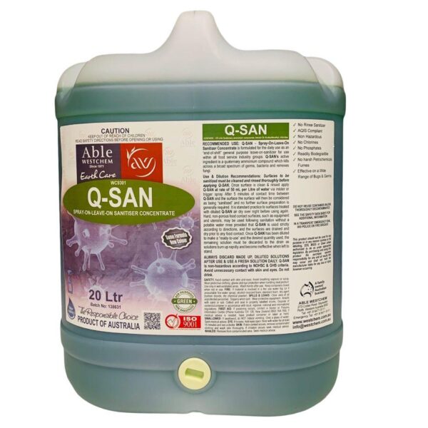 Q-SAN Leave-on Sanitiser 20L FoodSafe Spray for Germ Protection