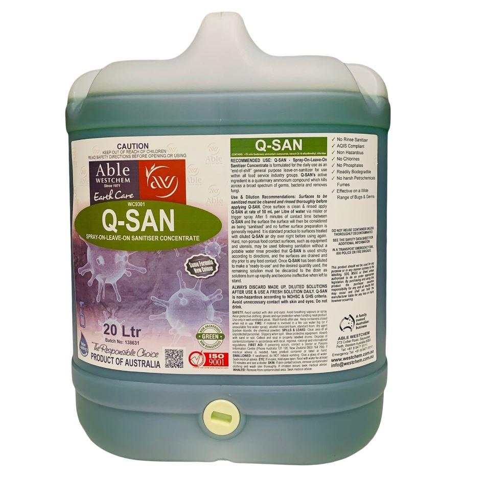 Q-SAN Leave-on Sanitiser 20L FoodSafe Spray for Germ Protection