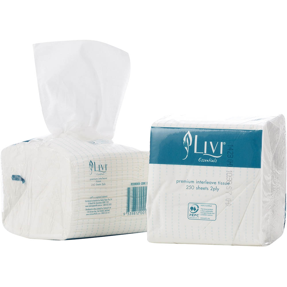 Livi Essentials Interleaved 2PLY Toilet Tissue 250 Sheets – Soft, Strong, and Convenient Toilet Paper.