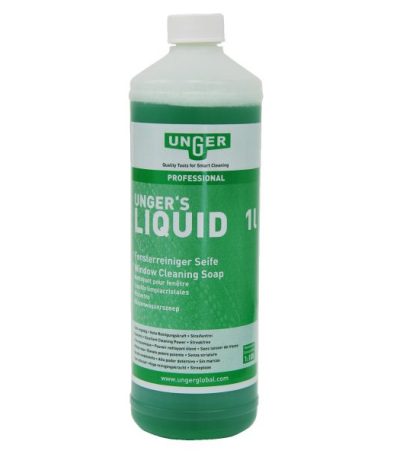 Unger Liquid Glass Cleaner 1L bottle for cleaning windows and glass surfaces.