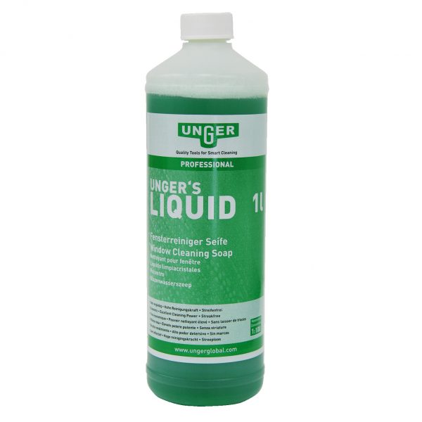 Unger Liquid Glass Cleaner 1L bottle for cleaning windows and glass surfaces.