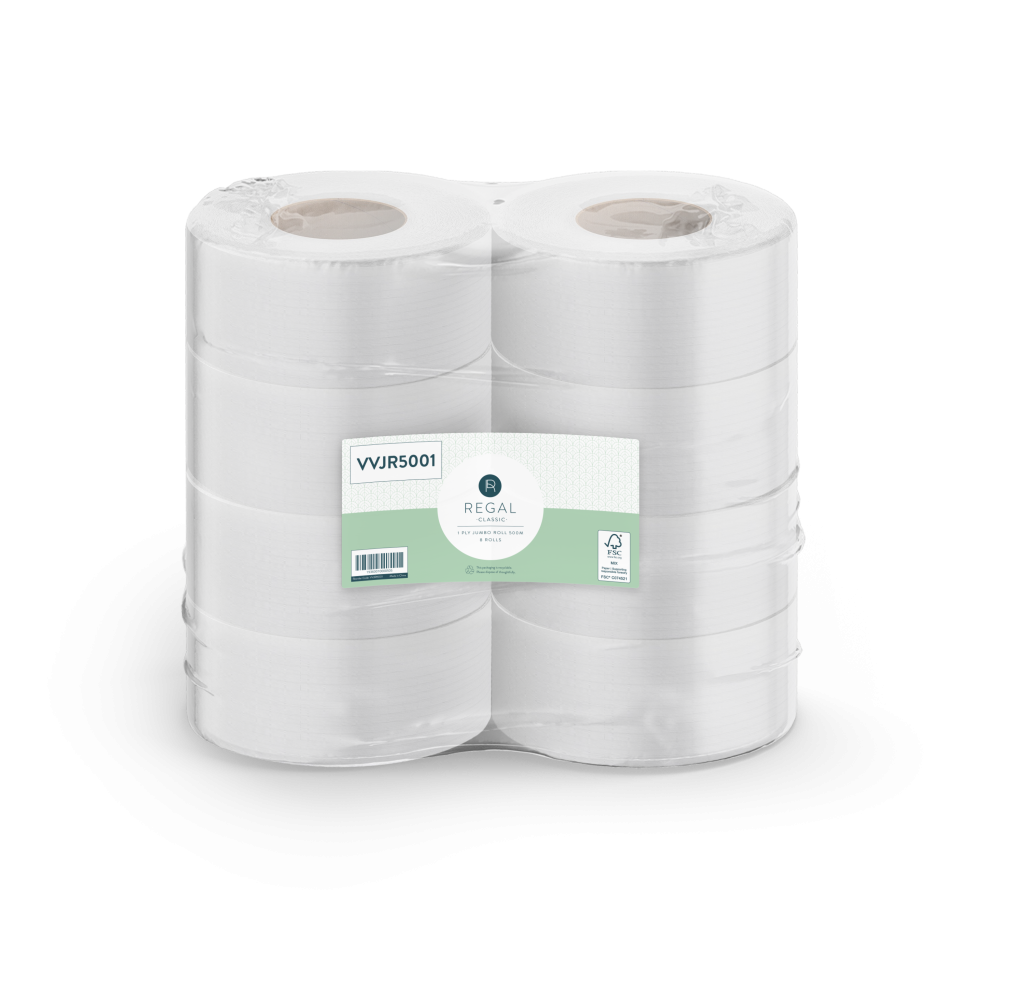 Jumbo Toilet Rolls 500M 1Ply 8 Rolls - Regal Classic