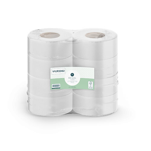 Jumbo Toilet Roll 300M 2 Ply 8 Rolls - Regal Classics