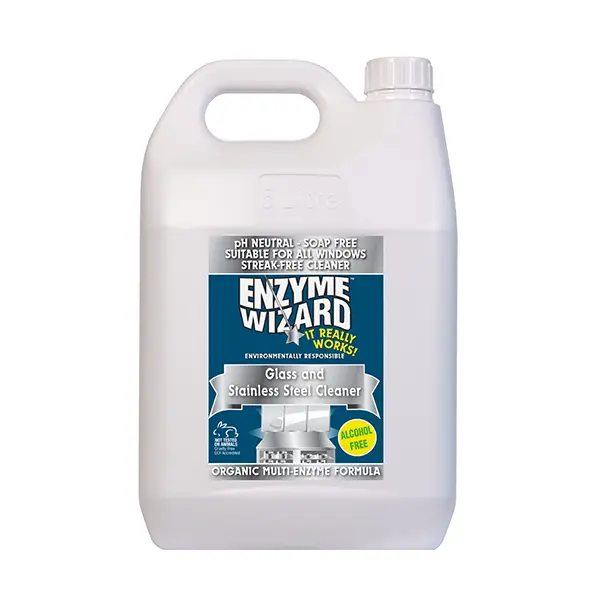 Enzyme Glass & Stainless Steel Cleaner 5L for streak-free shine on glass and stainless steel surfaces