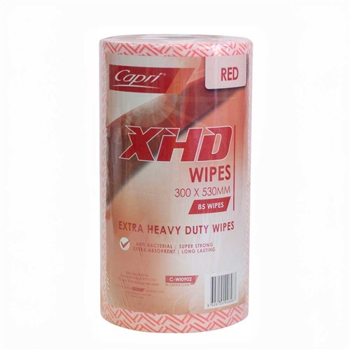 WIPES ON ROLL HEAVY DUTY RED 300X530MM - CAPRI