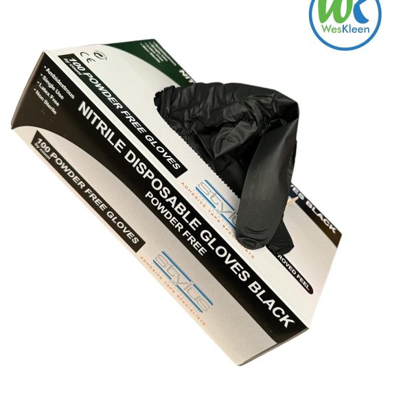 Black Nitrile Industrial Grade Gloves X Large, Powder-Free, Latex-Free, Box of 100