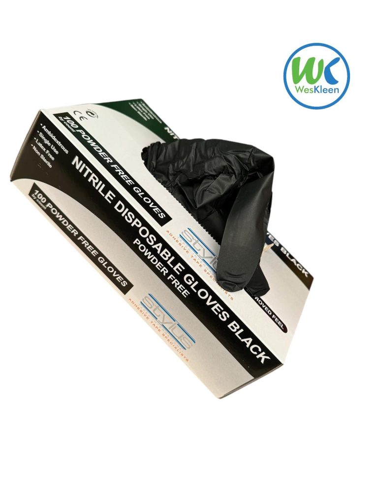 Black Nitrile Industrial Grade Gloves X Large, Powder-Free, Latex-Free, Box of 100