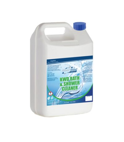 5L Bathroom & Shower Cleaner, an acidic-based solution for removing mould, scum, and mineral deposits