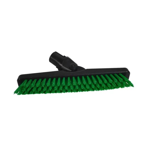 Green grout brush with sturdy bristles for effective cleaning of tile grout and crevices