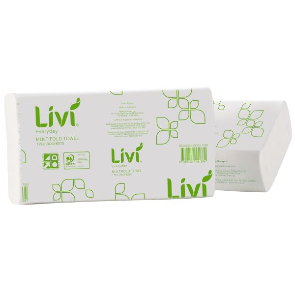 LIVI 7200 Multifold Hand Towels 1-Ply 20 Packs