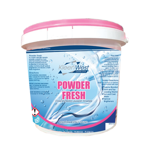 Fresh Blue Laundry Powder 5kg packaging, premium, concentrated detergent for washing machines.