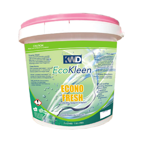 Economy Fresh Laundry Powder 10kg packaging, effective detergent for top and front loaders.