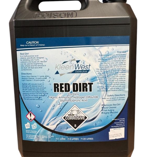 Red Dirt 5L - Powerful Acid Cleaner for Removing Red Dirt and Iron Dust