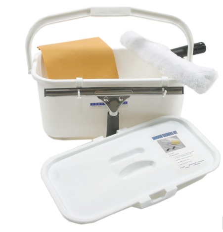 Window Cleaning Kit with bucket, squeegee, washer, and cloth