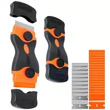 Plastic razor blade scraper tool with 21 double-edged blades for sticker and decal removal