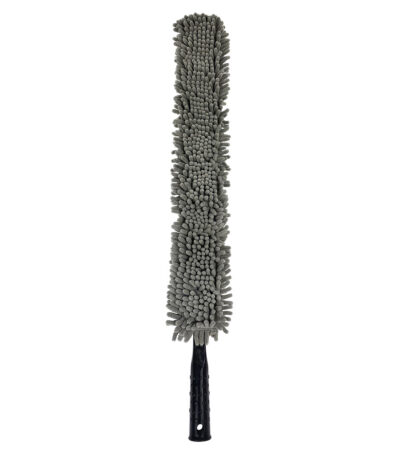 Extendable microfibre duster with flexible head and 3-piece handle for high dusting