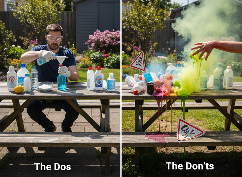 chemicals do's and don'ts at picnic table